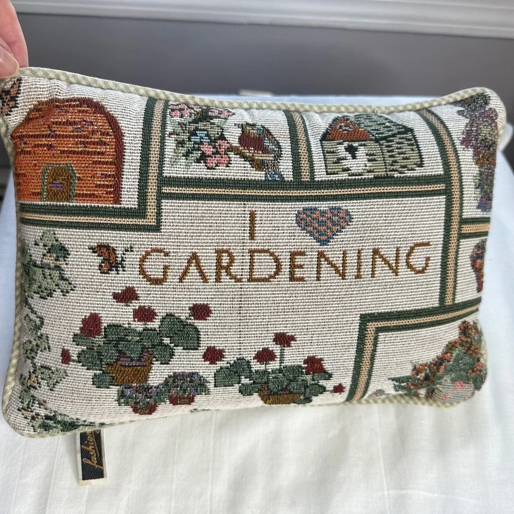 I Love Gardening Tapestry Pillow VTG Country Farmhouse Rustic Charm 12 X 9 Nana‎